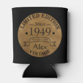 パーソナライズされたヴィンテージ75th誕生日パーティー 缶クーラー (裏面)