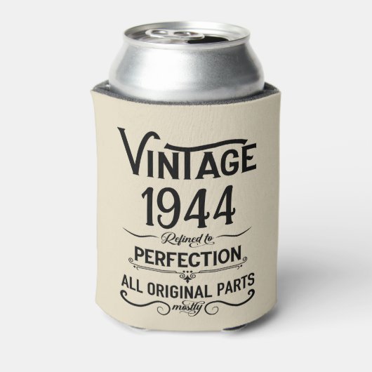 パーソナライズされたヴィンテージ80歳の誕生日ギフトブラック 缶クーラー (缶裏面)