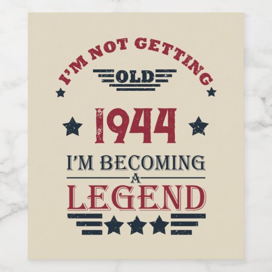 パーソナライズされたヴィンテージ80歳の誕生日パーティー ワインラベル (シングルラベル)