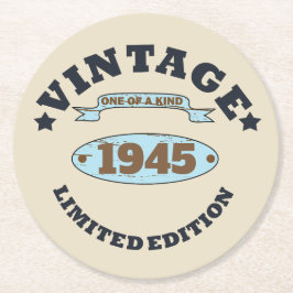 パーソナライズされたヴィンテージ85歳の誕生日パーティー ラウンドペーパーコースター