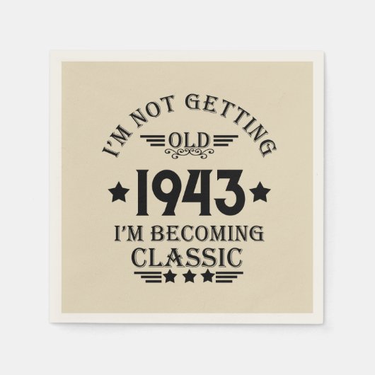 パーソナライズされたヴィンテージ90歳の誕生日パーティー スタンダードカクテルナプキン (正面)