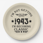 パーソナライズされたヴィンテージ90歳の誕生日パーティー ペーパープレート (正面)