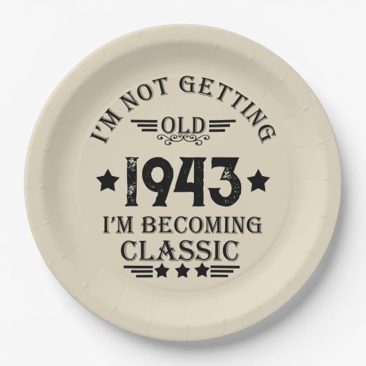 パーソナライズされたヴィンテージ90歳の誕生日パーティー ペーパープレート (正面)