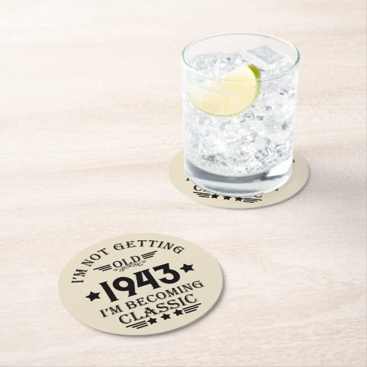 パーソナライズされたヴィンテージ90歳の誕生日パーティー ラウンドペーパーコースター (インサイチュ)