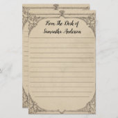 パーソナライズされたヴィンテージ アンティーク 風化した ライン入り 便箋 (正面/裏面)