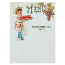 パーソナライズされたヴィンテージ カニ ディナー フラット メニュー