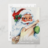 パーソナライズされたヴィンテージ・サンタ・メリー・クリスマス シーズンポストカード (正面/裏面)