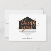 パーソナライズされたヴィンテージ ブラック＆ゴールド フラット サンクス サンキューカード (正面)