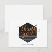 パーソナライズされたヴィンテージ ブラック＆ゴールド フラット サンクス サンキューカード (正面/裏面)