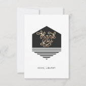 パーソナライズされたヴィンテージ ブラック＆ゴールド フラット サンクス サンキューカード (正面)