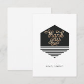 パーソナライズされたヴィンテージ ブラック＆ゴールド フラット サンクス サンキューカード (正面/裏面)