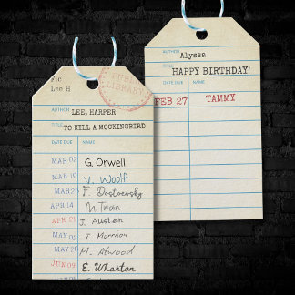 パーソナライズされたヴィンテージ・ライブラリ・カード ギフトタグ