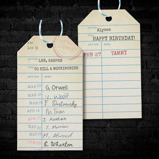 パーソナライズされたヴィンテージ・ライブラリ・カード ギフトタグ