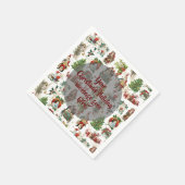 パーソナライズされたヴィンテージ レトロなクリスマス フェスティブ スタンダードカクテルナプキン (角)