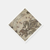 パーソナライズされたヴィンテージ(紋章の)フラ・ダ・リ スタンダードカクテルナプキン (角)