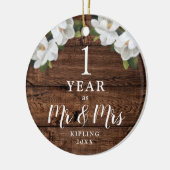 パーソナライズされた一周年記念素朴 セラミックオーナメント (左)