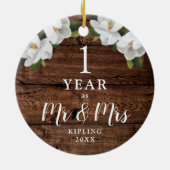 パーソナライズされた一周年記念素朴 セラミックオーナメント (裏面)