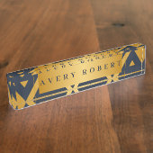 パーソナライズされた三角形の幾何学的パターン デスクネームプレート (側面)