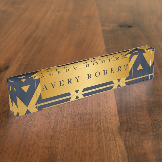 パーソナライズされた三角形の幾何学的パターン デスクネームプレート (側面)