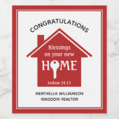 パーソナライズされた不動産仲介業者からクライアントへの新しいホーム ワインラベル (シングルラベル)