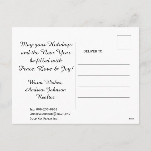 パーソナライズされた不動産仲介業者モダンの挨拶 シーズンポストカード (裏面)