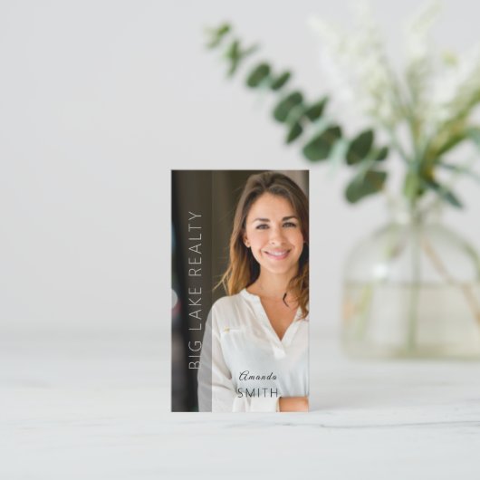 パーソナライズされた不動産仲介業者モダン縦型フォトデザイン 名刺 (スタンド正面)
