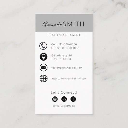 パーソナライズされた不動産仲介業者モダン縦型フォトデザイン 名刺 (裏面)