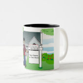 パーソナライズされた不動産仲介業者 – 男性の漫画 ツートーンマグカップ (正面右)