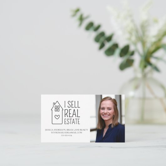 パーソナライズされた不動産写真を実在売る 名刺 (スタンド正面)