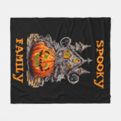 パーソナライズされた不気味な家族の怖いカボチャのハロウィーン フリースブランケット (正面(横))