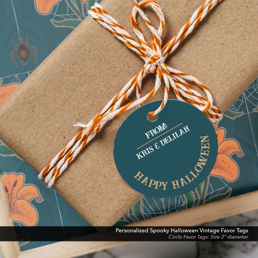 パーソナライズされた不気味ハロウィーンヴィンテージメッセージカード フェイバータグ