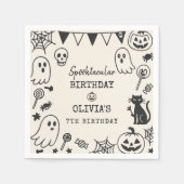 パーソナライズされた不気味可愛スケルトン&幽霊 スタンダードカクテルナプキン (正面)