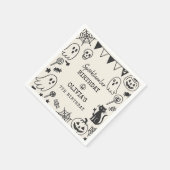 パーソナライズされた不気味可愛スケルトン&幽霊 スタンダードカクテルナプキン (角)