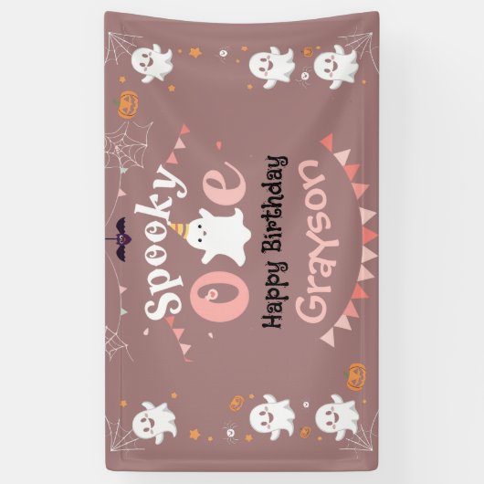 パーソナライズされた不気味Ookiyハロウィン誕生日バナー 横断幕 (縦)
