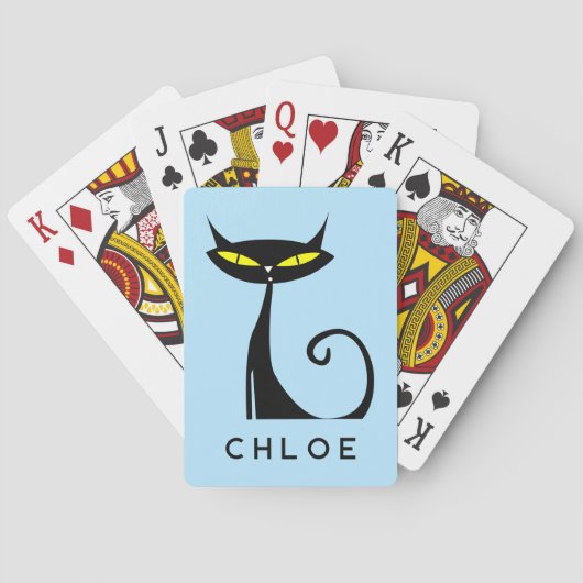 パーソナライズされた世紀半モダンばの黒猫 トランプ (裏面)