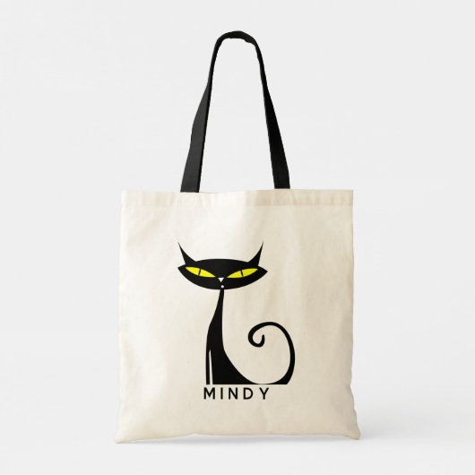 パーソナライズされた世紀半モダンばの黒猫 トートバッグ (裏面)