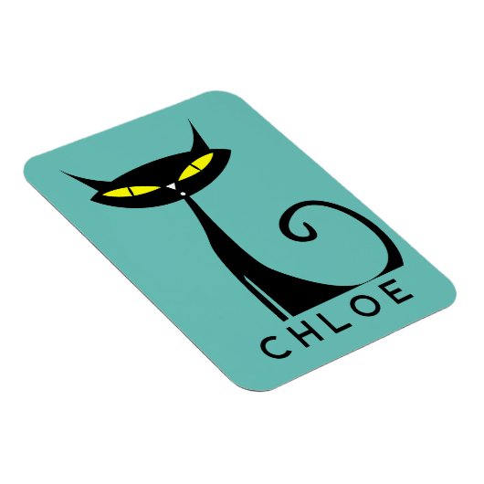 パーソナライズされた世紀半モダンばの黒猫 マグネット (右側)