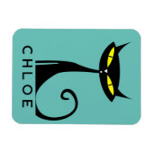 パーソナライズされた世紀半モダンばの黒猫 マグネット (横)