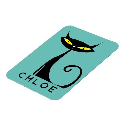 パーソナライズされた世紀半モダンばの黒猫 マグネット (左側)