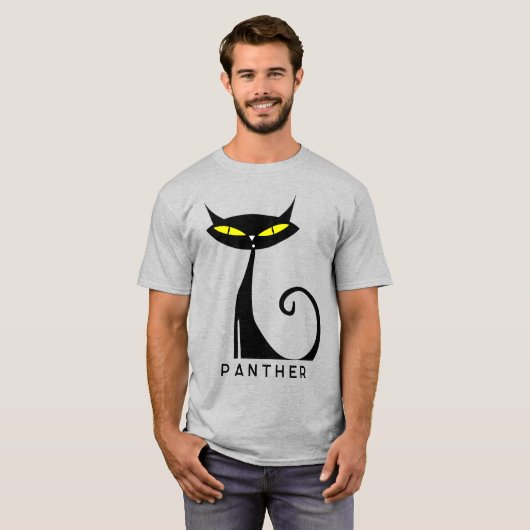 パーソナライズされた世紀半モダンばの黒猫 Tシャツ (正面フル)