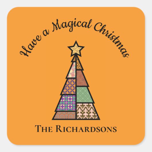 パーソナライズされた世紀半モダンばクリスマスツリー スクエアシール (正面)