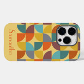 パーソナライズされた世紀半モダン期イエローオレンジ金ゴールド Case-Mate iPhoneケース (裏面 (横))