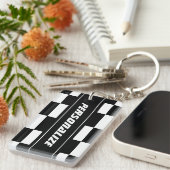 パーソナライズされた両面フ市松模様にグのキーチェーン キーホルダー (正面右)