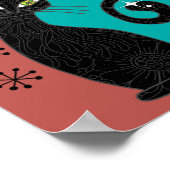 パーソナライズされた中世紀モダン原子猫レトロ ポスター (角)