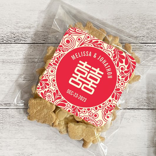 パーソナライズされた中国の結婚二重の幸せ スクエアシール