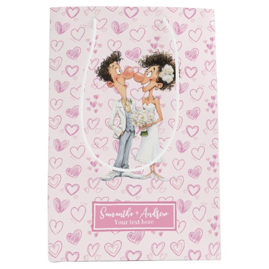 パーソナライズされた予測できな新婦抱き枕結婚ズ ミディアムペーパーバッグ (正面)