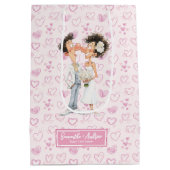 パーソナライズされた予測できな新婦抱き枕結婚ズ ミディアムペーパーバッグ (裏面)