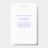 パーソナライズされた予防接種ID写真QRコード バッジ (裏面)