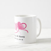 パーソナライズされた二ハート結婚の日付 コーヒーマグカップ (正面右)