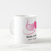 パーソナライズされた二ハート結婚の日付 コーヒーマグカップ (正面左)
